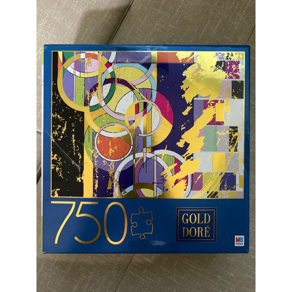 MB Puzzle Gold Dore Abstract Circles 750 Piece Jigsaw Puzzle Gold Foil Accents